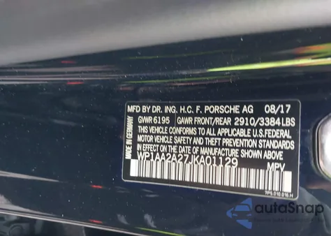 2018 Porsche Cayenne z USA, uszkodzony, nr VIN WP1AA2A27JKA01129